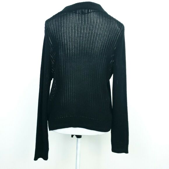 JONES NEW YORK BLACK OPEN-KNIT CARDIGAN SWEATER Career Work Wear Large - Picture 4 of 7